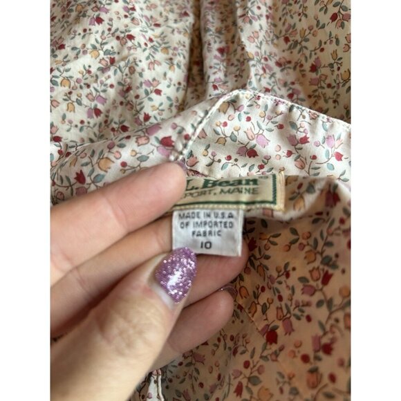 Vtg LL Bean Long Sleeve Button Down Floral Shirt Size 10 Maine USA Cotton - Picture 8 of 8